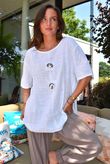 Izi Cheesecloth Button Tee White